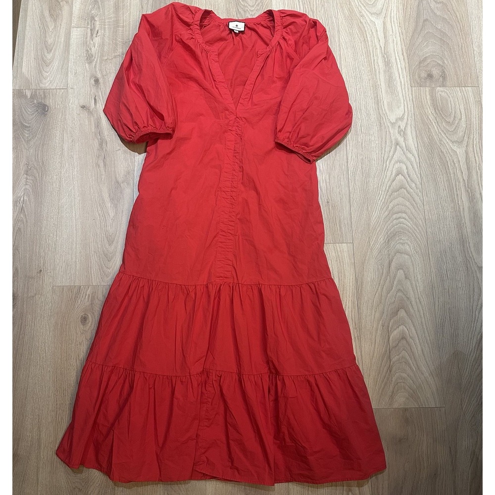 Tuckernuck Lyles Dress Women's Medium Red Pockets NO BELT Maxi Cotton Boho